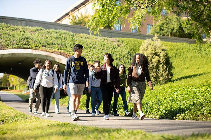 students walking on campus